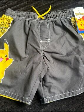 Pokemon Black Swim Shorts with Yellow Pikachu Accents